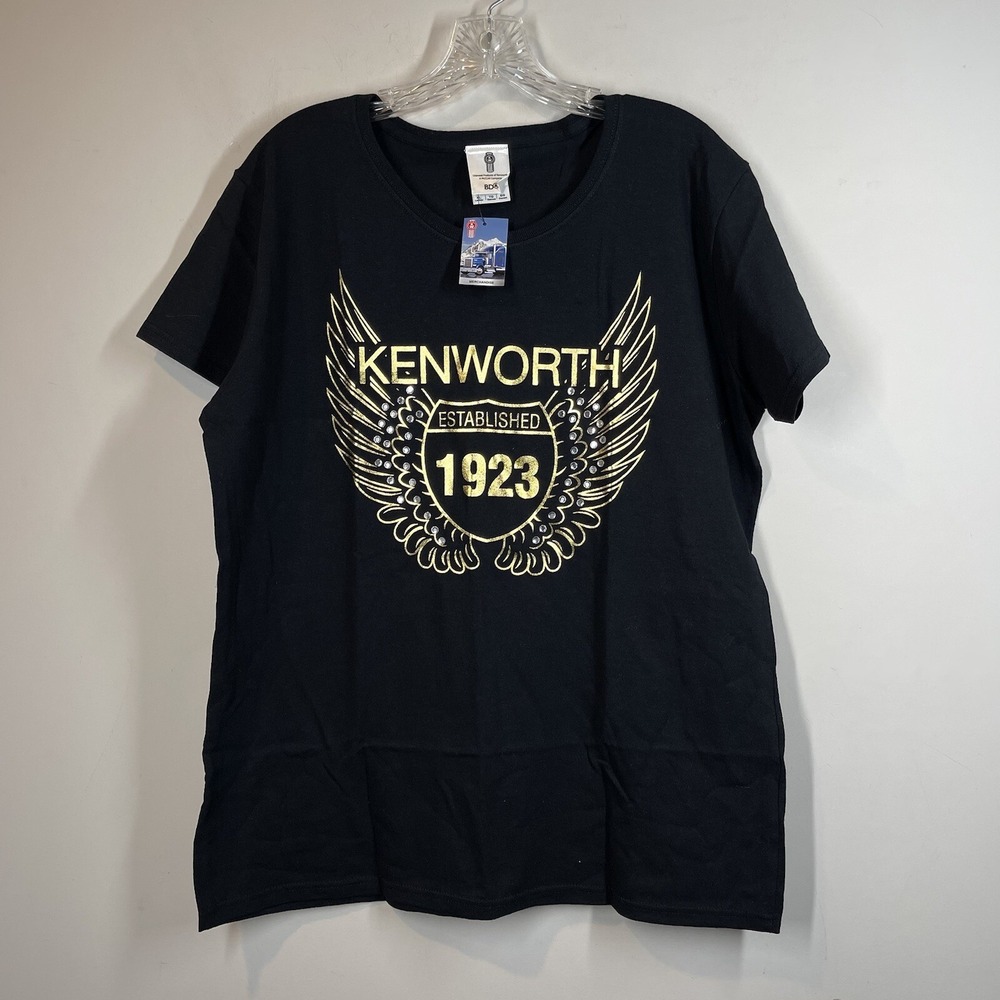 Womens Kenworth Big Rig Trucker Bling T Shirt Black Sz XL Logo Rhinestone Embell